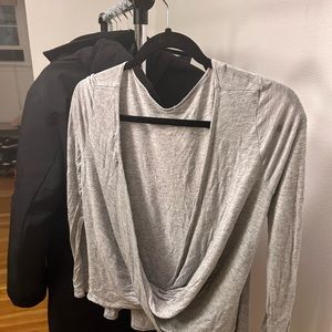 Grey long sleeve top with open back